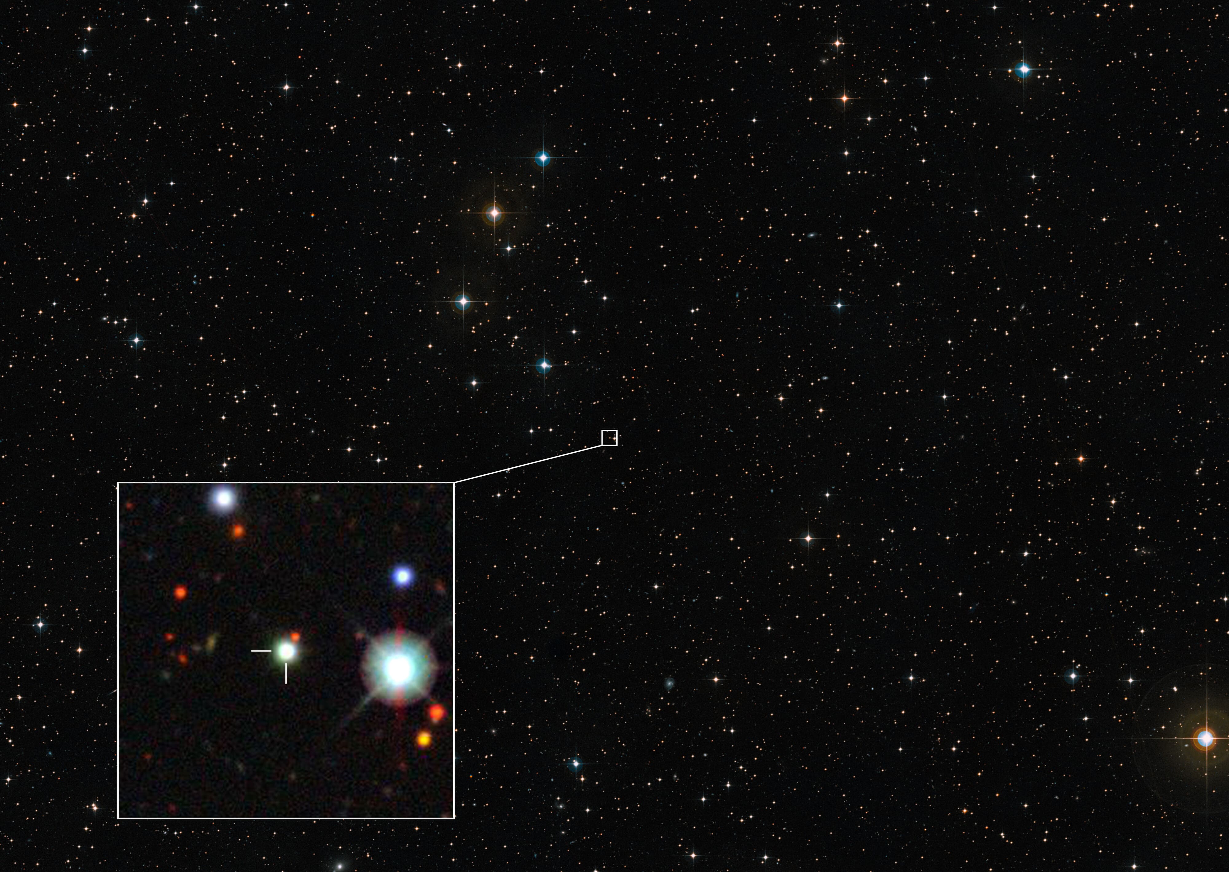 Используя Очень большой телескоп (VLT) Европейской Южной обсерватории (ESO), астрономы идентифицировали рекордный квазар J0529-4351, самый яркий из когда-либо наблюдавшихся